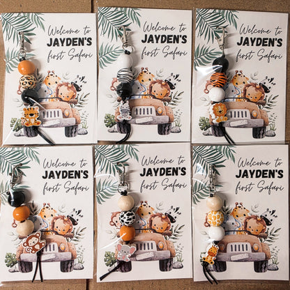 Safari Sleutelhanger Bedankjes (set van 6)
