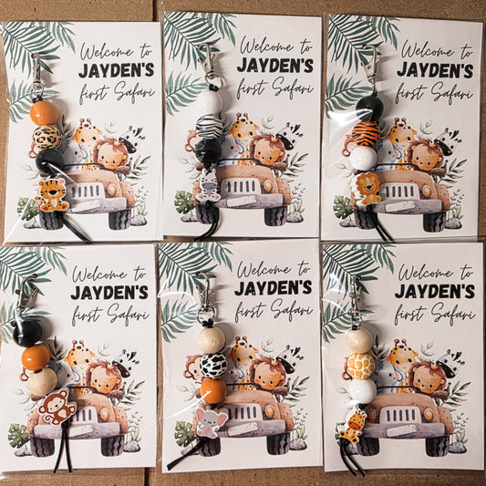 Safari Sleutelhanger Bedankjes (set van 6)