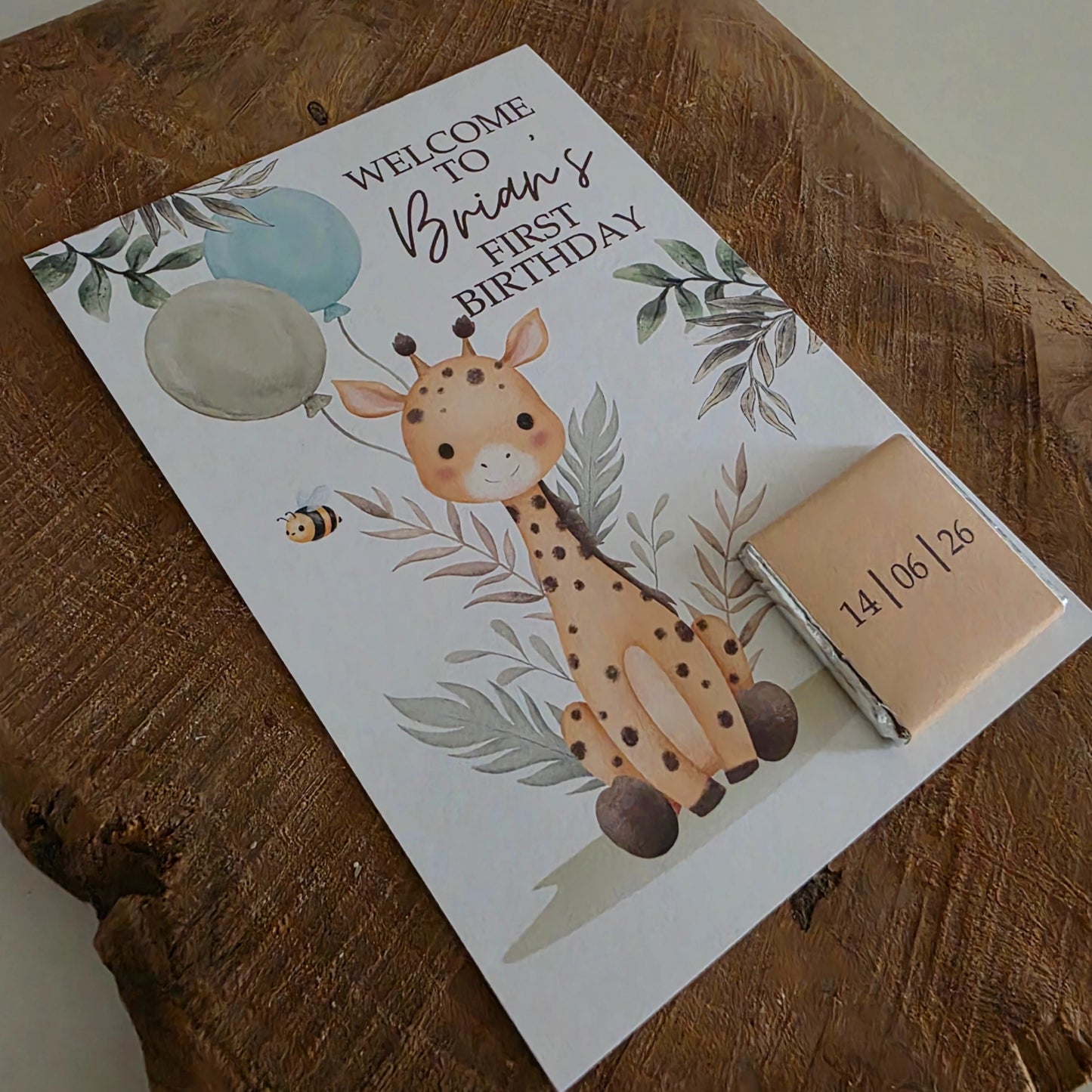 Tafel Kaartjes met chocolade